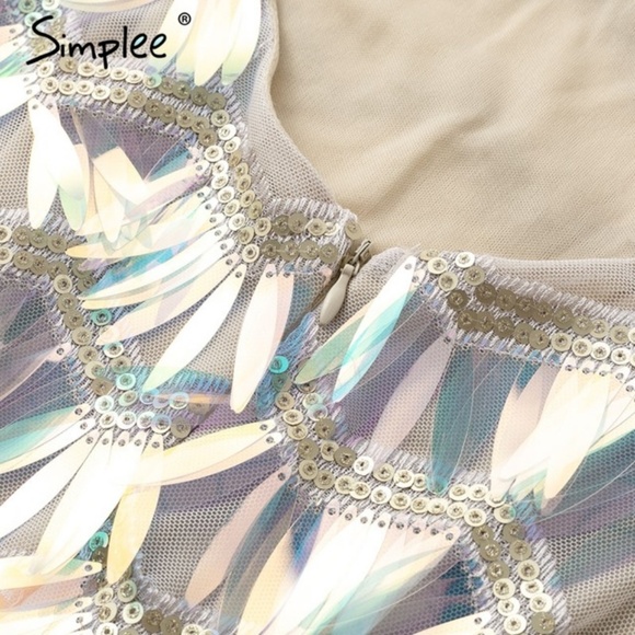 Chevron Sequined Party Dresss - Picture 3 of 7